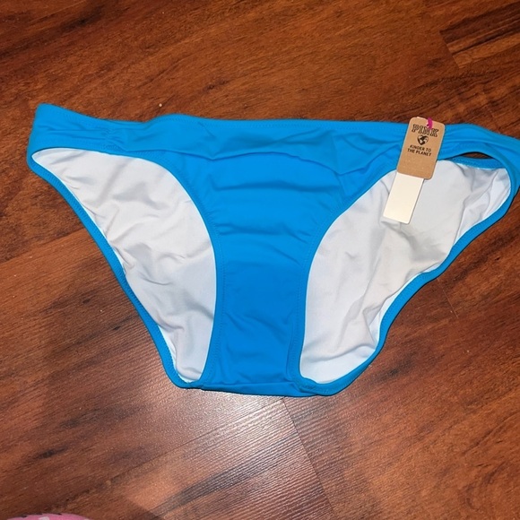 Bright blue Ruched-Front Bikini Bottom size XL mid rise - Picture 6 of 9